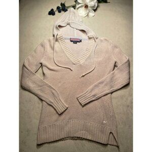 Vineyard Vines XS Womens Beige Cotton Knit Hoodie Sweater Preppy Streetwear Y2K